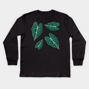 Monstera Leaf Alocasia Illustration Kids Long Sleeve T-Shirt